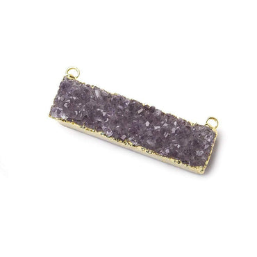40x8mm Gold Leaf Edged Amethyst Drusy East West Bar Connector 1 piece (ONLINE ORDER ONLY)