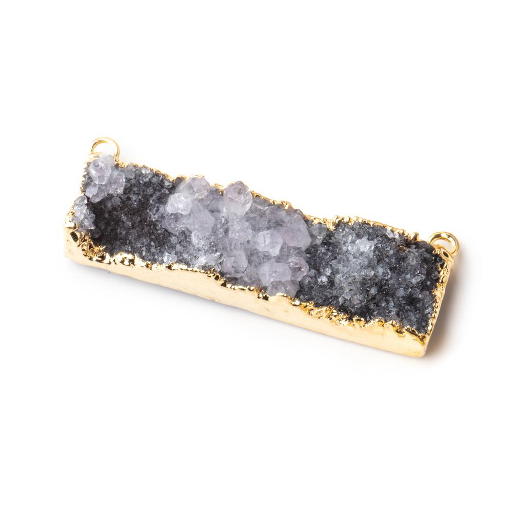 40x8mm Gold Leaf Edged Amethyst Drusy East West Bar Connector 1 piece (ONLINE ORDER ONLY)