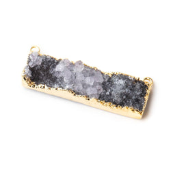 40x8mm Gold Leaf Edged Amethyst Drusy East West Bar Connector 1 piece (ONLINE ORDER ONLY)