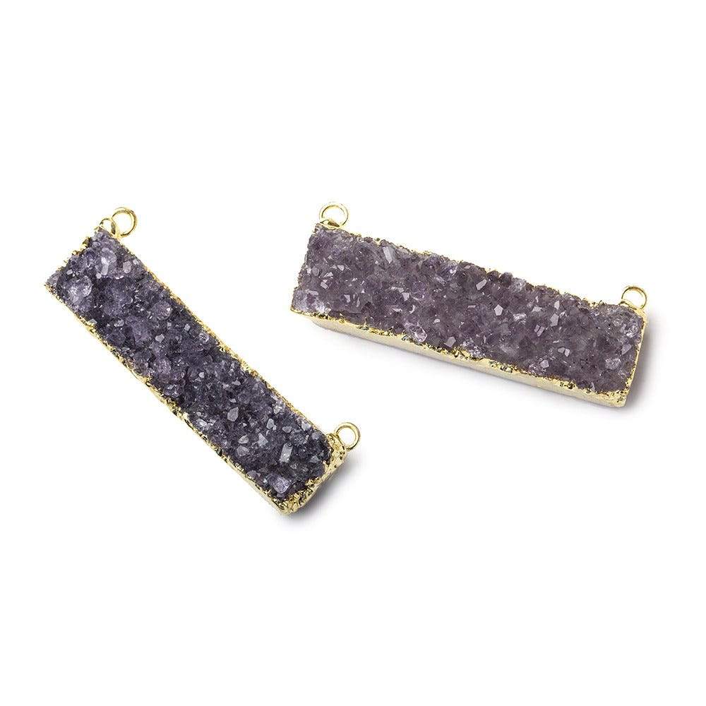 40x8mm Gold Leaf Edged Amethyst Drusy East West Bar Connector 1 piece (ONLINE ORDER ONLY)