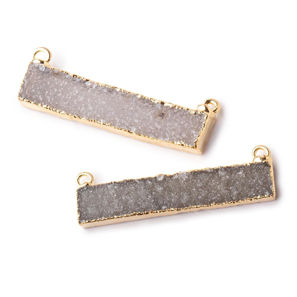 40x8mm Gold Leaf Edged Light Smoky Quartz Drusy East West Bar Connector 1 piece (ONLINE ORDER ONLY)