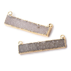 40x8mm Gold Leaf Edged Light Smoky Quartz Drusy East West Bar Connector 1 piece (ONLINE ORDER ONLY)