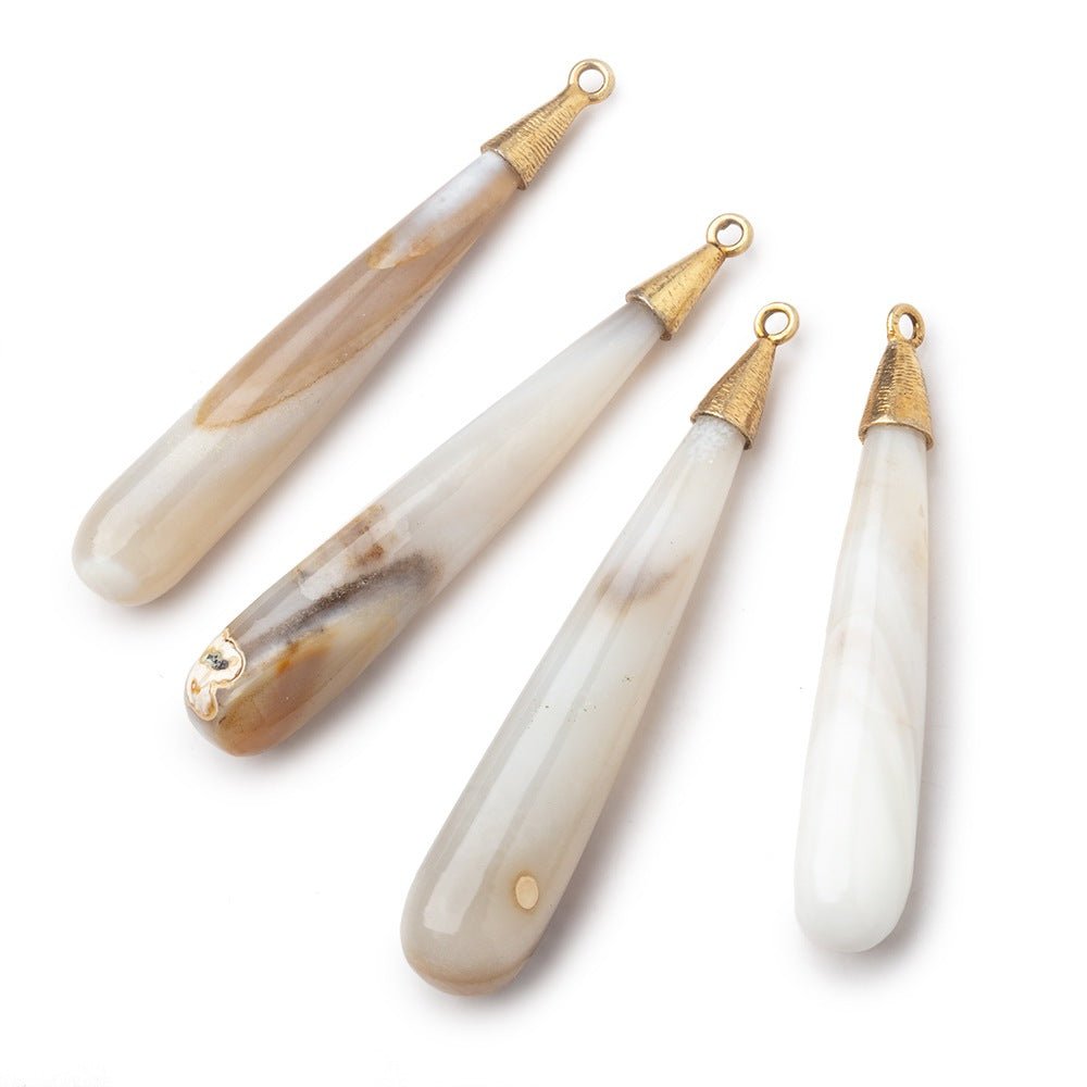 41-47mm Gold Capped Creamy Agate Plain Tear Drop Pendant 1 piece (ONLINE ORDER ONLY)