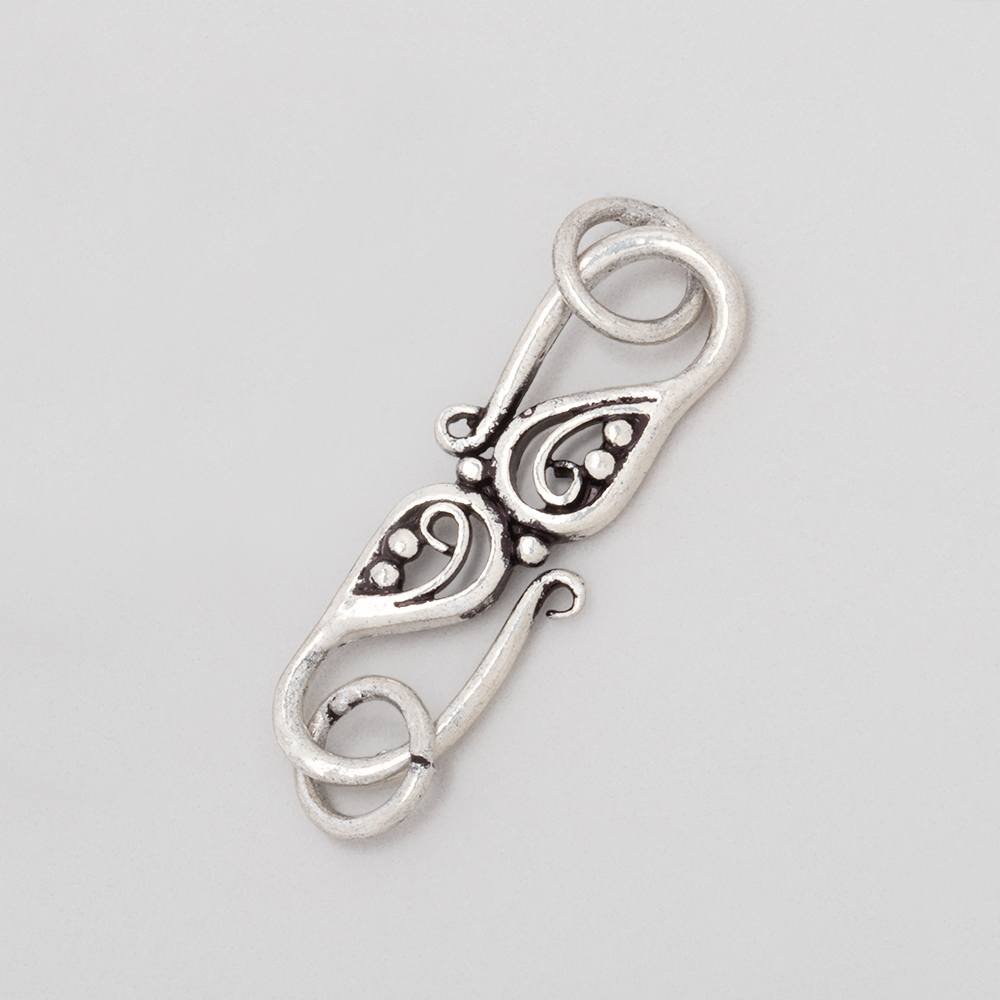 26x10mm Antiqued Sterling Silver S Hook with Paisley 1 piece (ONLINE ORDER ONLY)