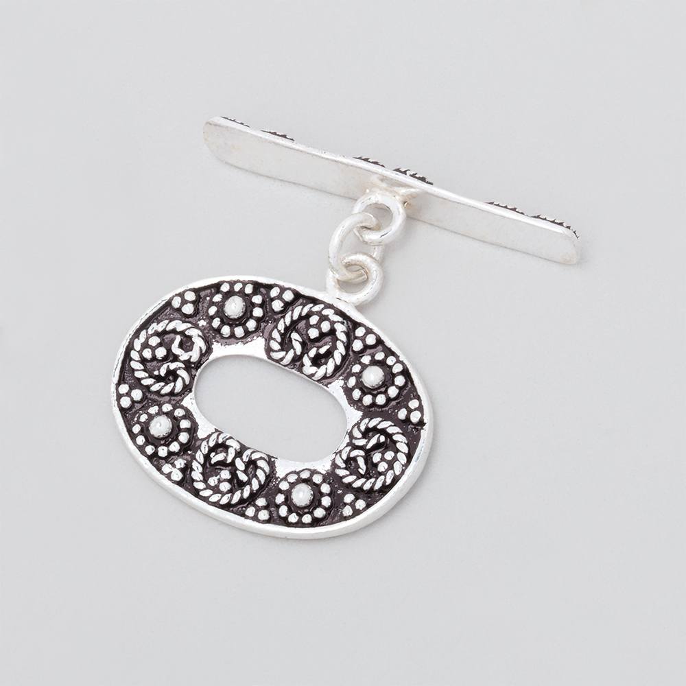 16x21.5mm Antiqued Sterling Silver Oval Toggle Twisted Rope Design 1 piece (ONLINE ORDER ONLY)