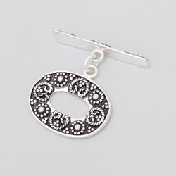 16x21.5mm Antiqued Sterling Silver Oval Toggle Twisted Rope Design 1 piece (ONLINE ORDER ONLY)