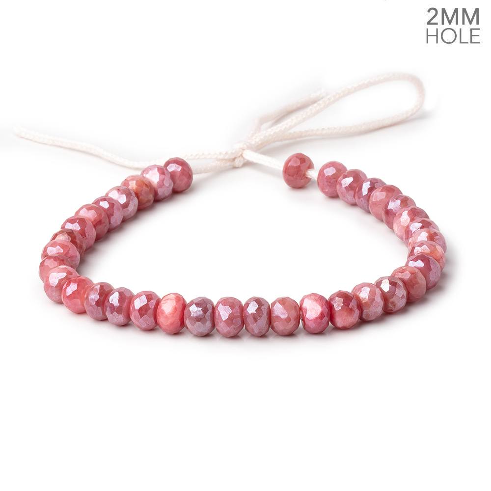 8mm Mystic Dark Pink Moonstone 2mm Large Hole Faceted Rondelles 8 inch 36 pcs (ONLINE ORDER ONLY)