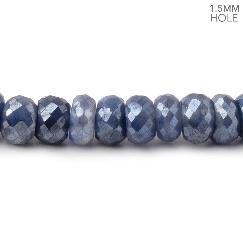 6mm Mystic Blue Moonstone 1.5mm Large Hole Faceted Rondelles 8 inch 48 Beads (ONLINE ORDER ONLY)