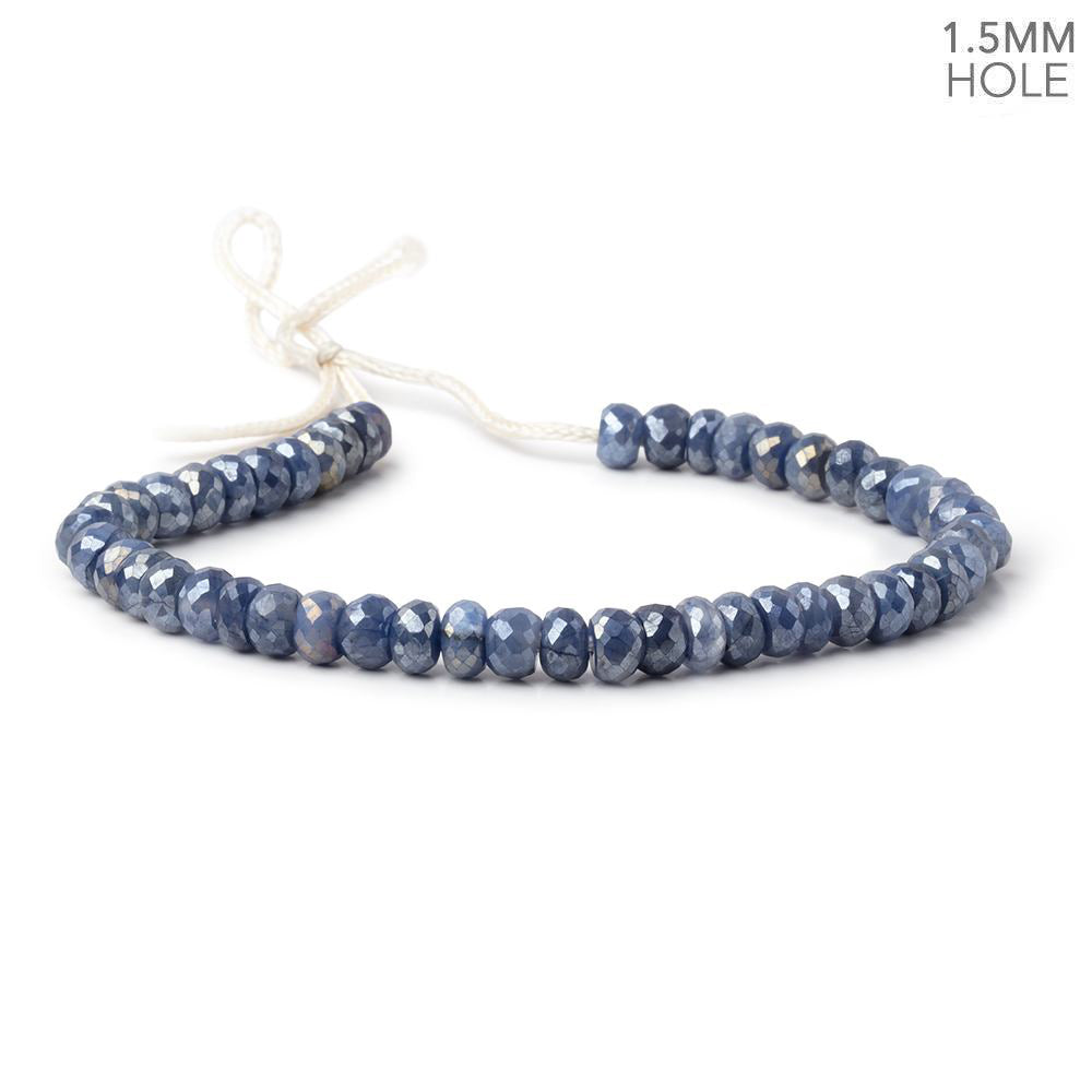 6mm Mystic Blue Moonstone 1.5mm Large Hole Faceted Rondelles 8 inch 48 Beads (ONLINE ORDER ONLY)