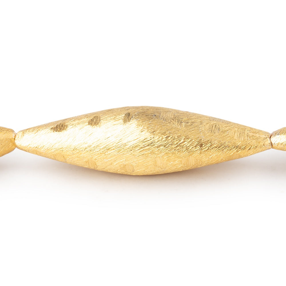 35x9mm 22kt Gold Plated Copper Brushed Patterned Marquise 8 inch 6 Beads (ONLINE ORDER ONLY)