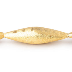 35x9mm 22kt Gold Plated Copper Brushed Patterned Marquise 8 inch 6 Beads (ONLINE ORDER ONLY)