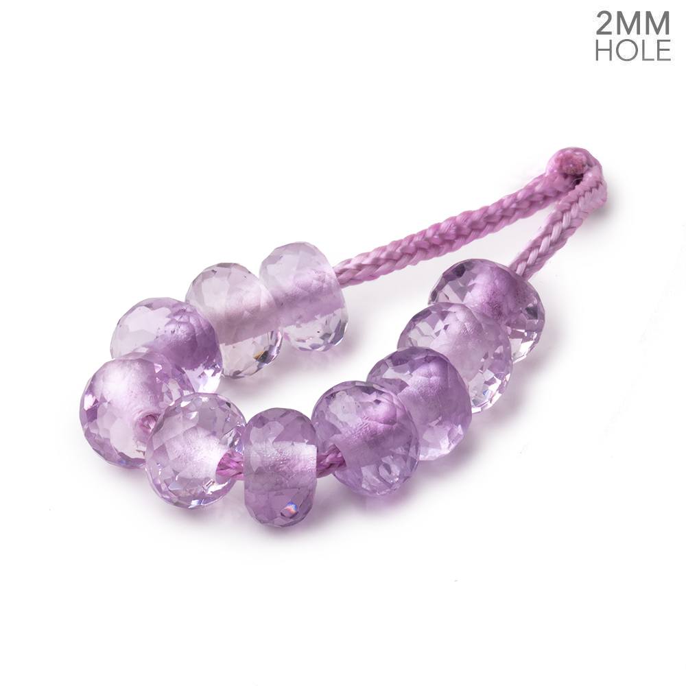 8mm Pink Amethyst 2mm Large Hole Faceted Rondelle Set of 10 (ONLINE ORDER ONLY)