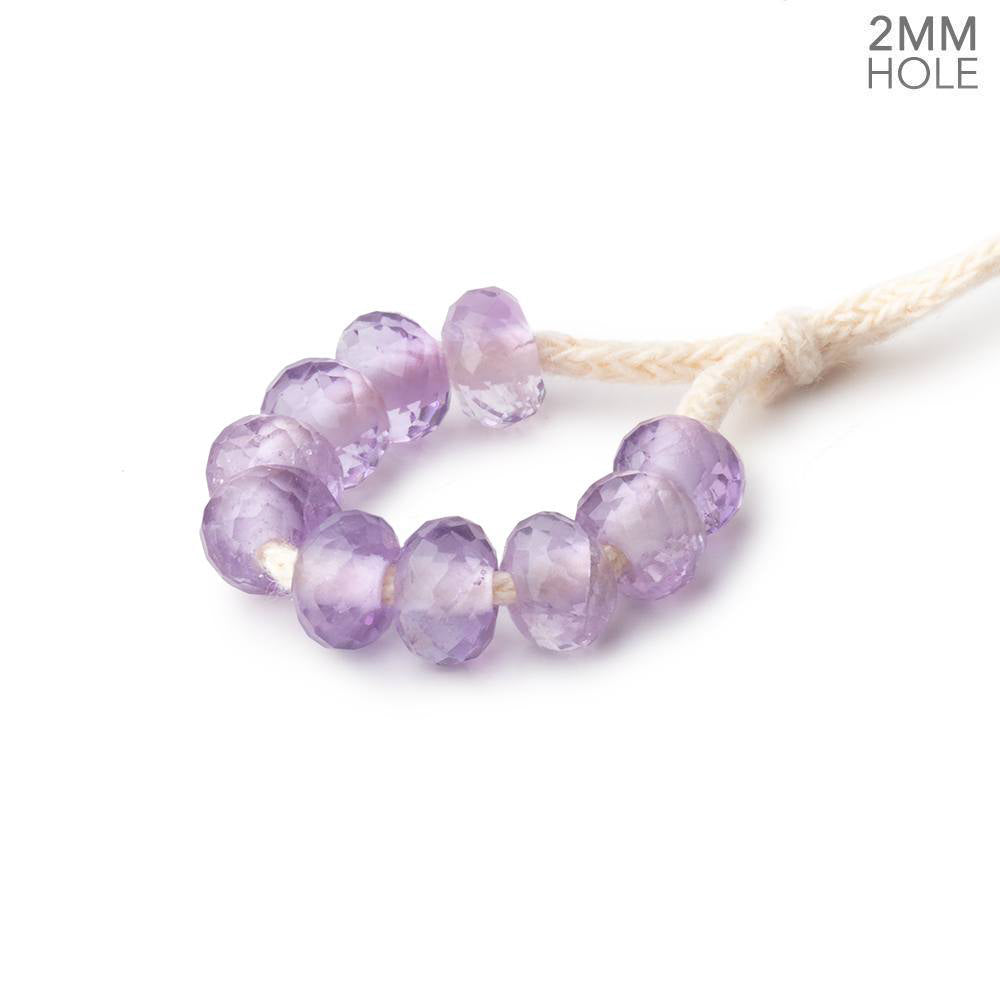 6mm Pink Amethyst 2mm Large Hole Faceted Rondelle Set of 10 (ONLINE ORDER ONLY)