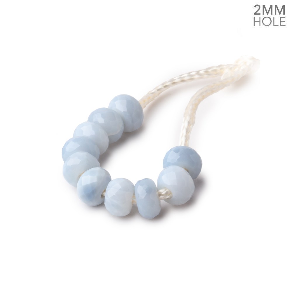 6mm Owyhee Denim Blue Opal 2mm Large Hole Faceted Rondelle Set of 10 (ONLINE ORDER ONLY)