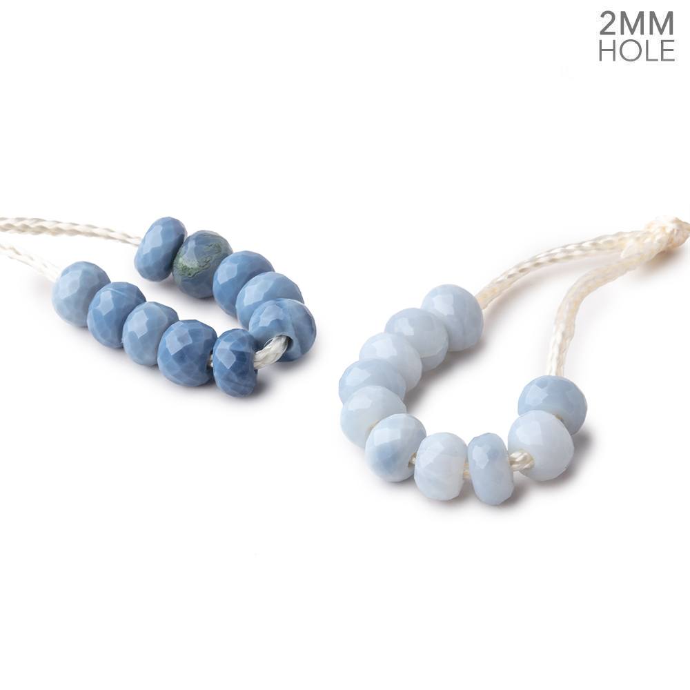 6mm Owyhee Denim Blue Opal 2mm Large Hole Faceted Rondelle Set of 10 (ONLINE ORDER ONLY)