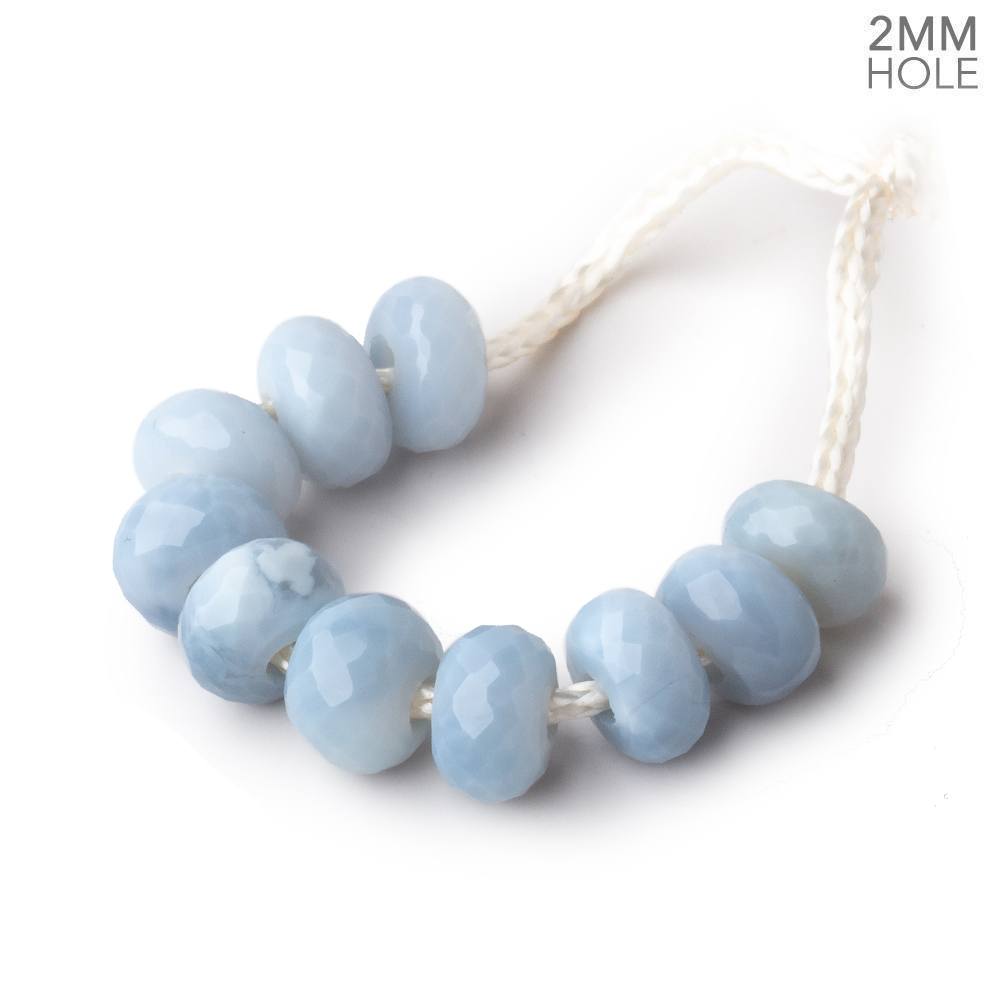 8mm Owyhee Denim Blue Opal 2mm Large Hole Faceted Rondelle Set of 10 (ONLINE ORDER ONLY)