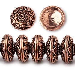 14mm Antiqued Copper Southwestern Motif Bead Caps 8 inch 54 pieces (ONLINE ORDER ONLY)
