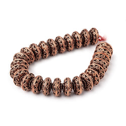 14mm Antiqued Copper Southwestern Motif Bead Caps 8 inch 54 pieces (ONLINE ORDER ONLY)