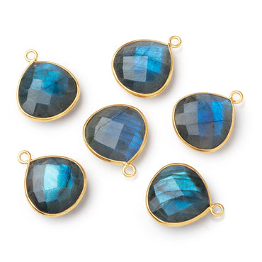 15mm Vermeil Bezel Blue Flash Labradorite Faceted Heart 1 piece (ONLINE ORDER ONLY)
