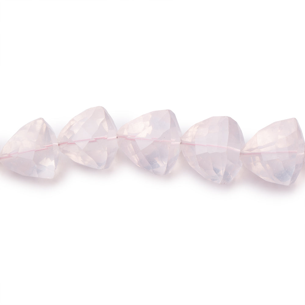 7-12mm Rose Quartz Straight Drilled Faceted Trillion Beads 16 inch 46 pieces (ONLINE ORDER ONLY)