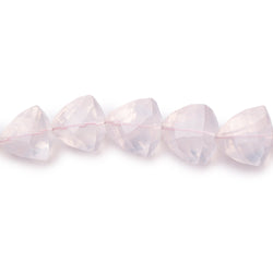 7-12mm Rose Quartz Straight Drilled Faceted Trillion Beads 16 inch 46 pieces (ONLINE ORDER ONLY)