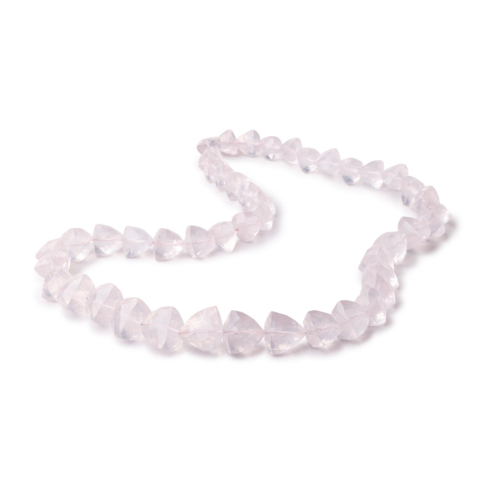 7-12mm Rose Quartz Straight Drilled Faceted Trillion Beads 16 inch 46 pieces (ONLINE ORDER ONLY)