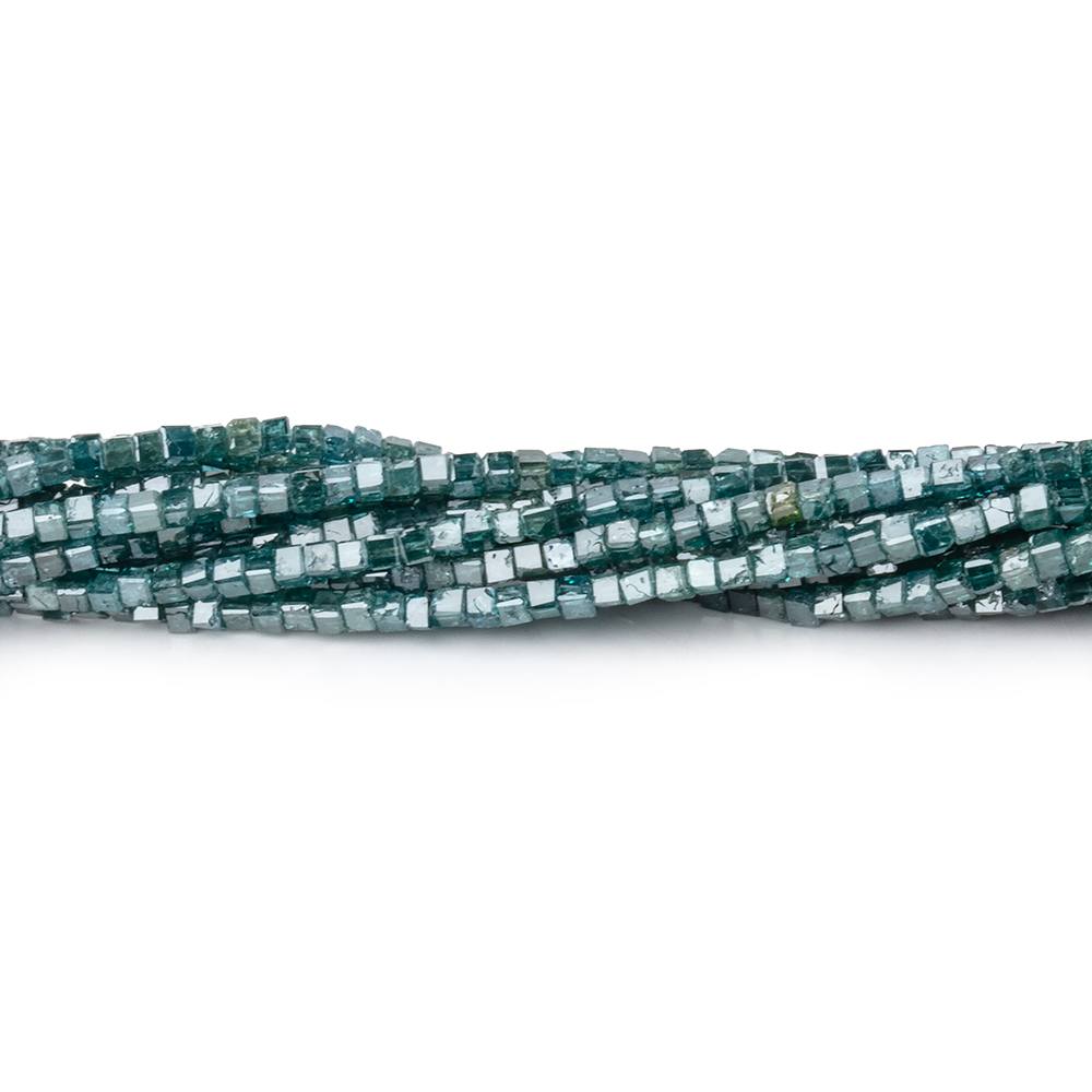 1-1.7mm Teal Blue Diamond Unfaceted Cube Beads 15 inch 290 pieces (ONLINE ORDER ONLY)