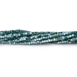 1-1.7mm Teal Blue Diamond Unfaceted Cube Beads 15 inch 290 pieces (ONLINE ORDER ONLY)