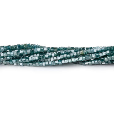 1-1.7mm Teal Blue Diamond Unfaceted Cube Beads 15 inch 290 pieces (ONLINE ORDER ONLY)