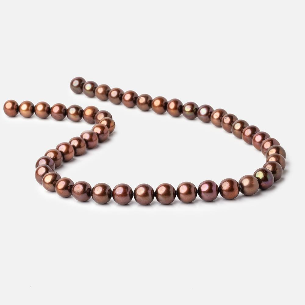 9x8-10x9mm Chocolate Brown Off Round Pearl Beads 15 inch 46 pieces (ONLINE ORDER ONLY)