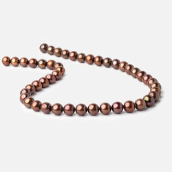 9x8-10x9mm Chocolate Brown Off Round Pearl Beads 15 inch 46 pieces (ONLINE ORDER ONLY)