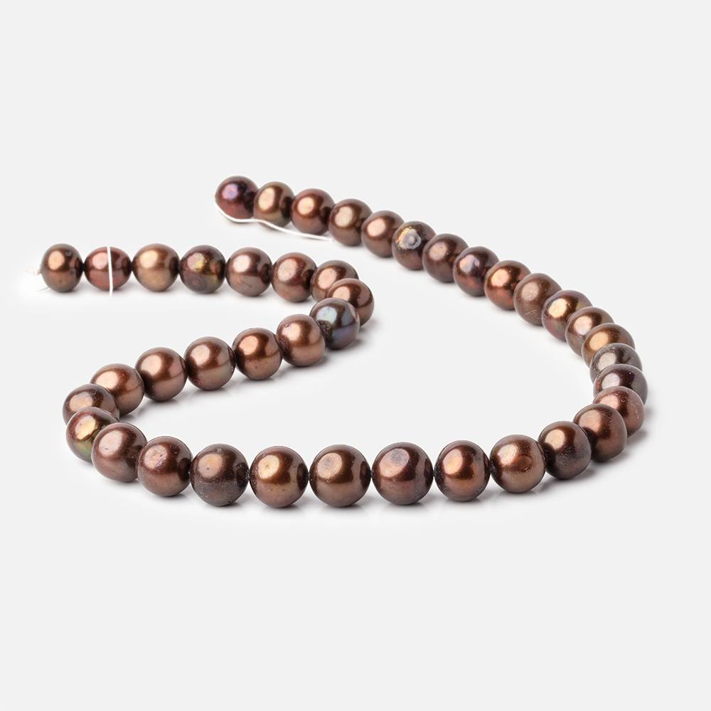 10x9-11x9mm Chocolate Off Round Freshwater Pearl Beads 15 inch 41 pieces (ONLINE ORDER ONLY)
