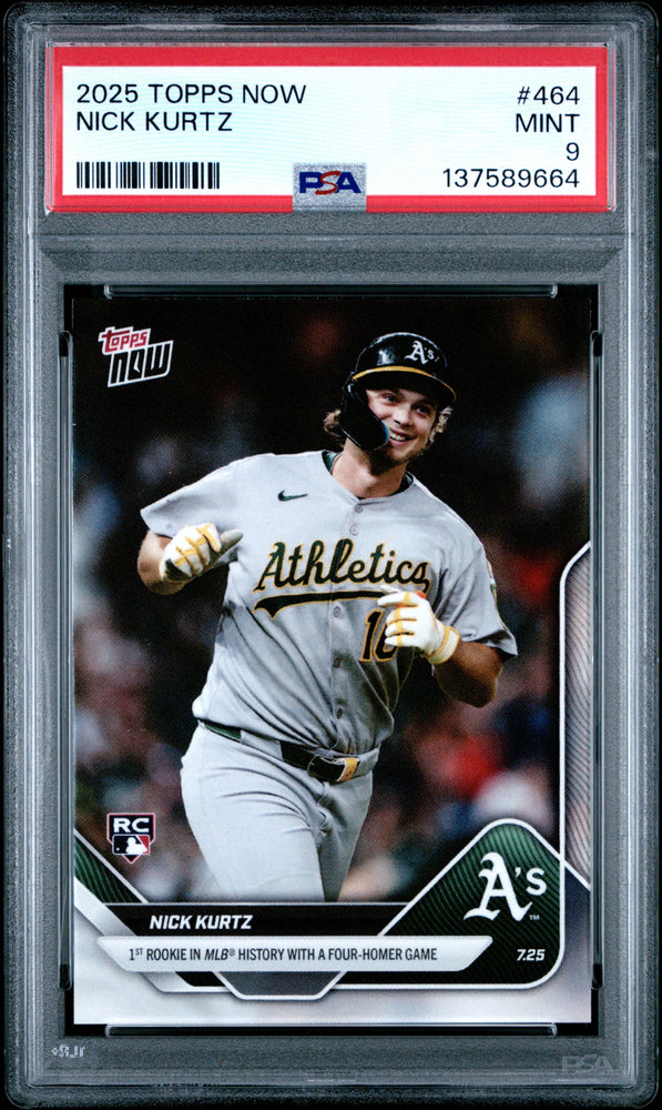 Graded 2025 Topps Now Nick Kurtz #464 Rookie RC Baseball Card PSA 9 Mint (ONLINE ORDER ONLY)