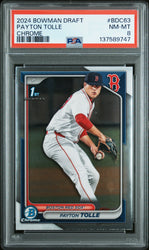 Graded 2024 Topps Bowman Draft Payton Tolle #BDC-63 Chrome Rookie RC Baseball Card PSA 8 Near Mint (ONLINE ORDER ONLY)