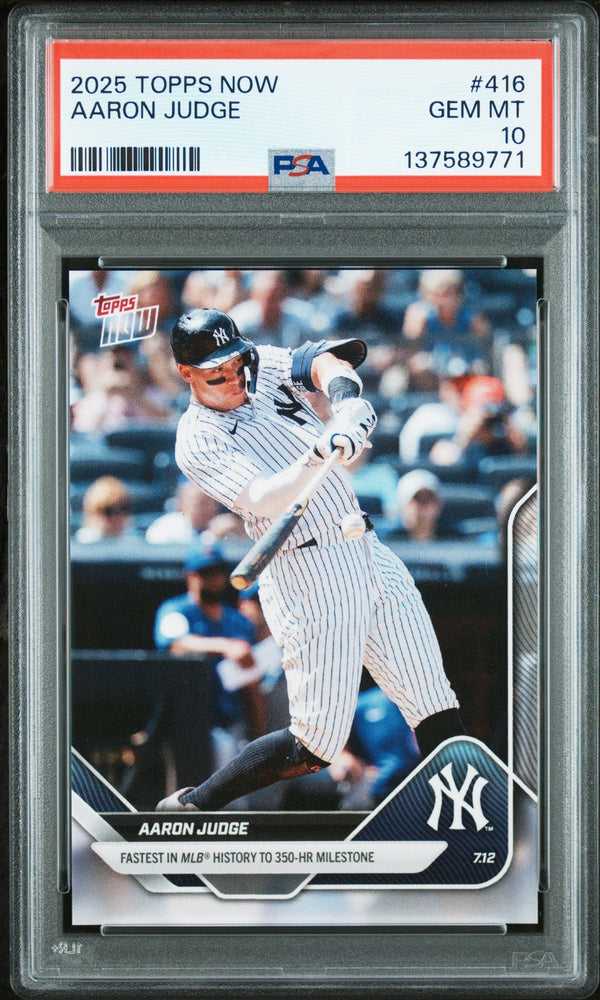 Graded 2025 Topps Now Aaron Judge #416 Baseball Card PSA 10 Gem Mint (ONLINE ORDER ONLY)