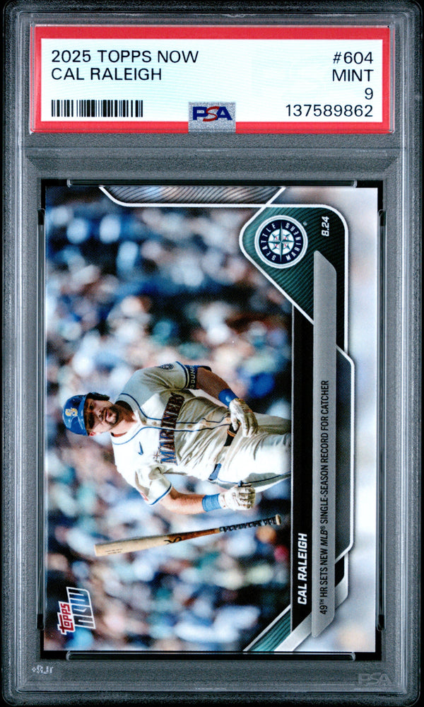 Graded 2025 Topps Now Cal Raleigh #604 Baseball Card PSA 9 Mint (ONLINE ORDER ONLY)