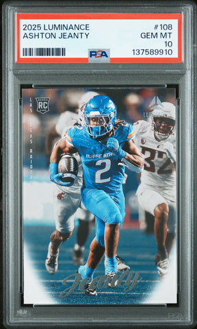 Graded 2025 Panini Luminance Ashton Jeanty #108 Rookie RC Football Card PSA 10 Gem Mint (ONLINE ORDER ONLY)