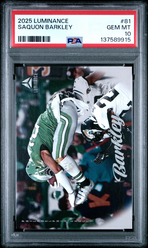 Graded 2025 Panini Luminance Saquon Barkley #81 Football Card PSA 10 Gem Mint (ONLINE ORDER ONLY)