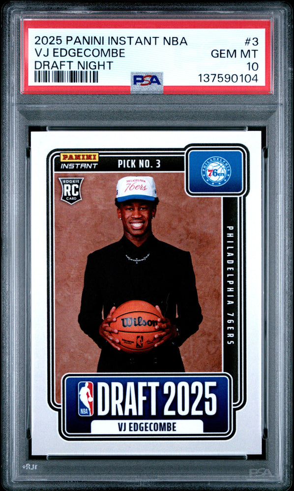 Graded 2025 Panini Instant VJ Edgecombe #3 Draft Night Rookie RC Basketball Card PSA 10 Gem Mint (ONLINE ORDER ONLY)
