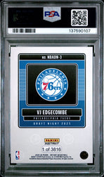Graded 2025 Panini Instant VJ Edgecombe #3 Draft Night Rookie RC Basketball Card PSA 9 Mint (ONLINE ORDER ONLY)