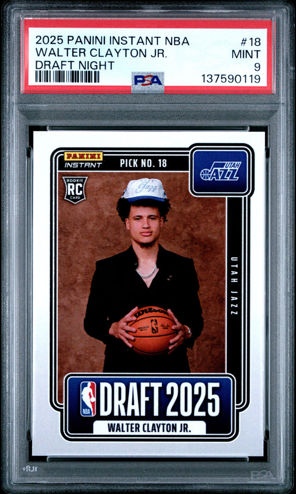 Graded 2025 Panini Instant Walter Clayton Jr. #18 Draft Night Rookie RC Basketball Card PSA 9 Mint (ONLINE ORDER ONLY)