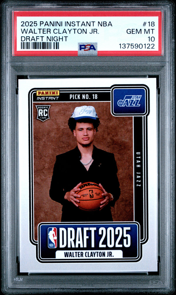 Graded 2025 Panini Instant Walter Clayton Jr. #18 Draft Night Rookie RC Basketball Card PSA 10 Gem Mint (ONLINE ORDER ONLY)