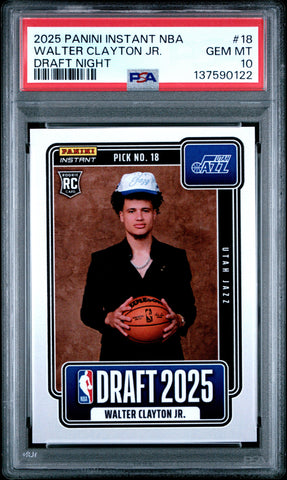 Graded 2025 Panini Instant Walter Clayton Jr. #18 Draft Night Rookie RC Basketball Card PSA 10 Gem Mint (ONLINE ORDER ONLY)