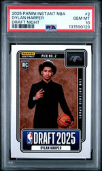 Graded 2025 Panini Instant Dylan Harper #2 Draft Night Rookie RC Basketball Card PSA 10 Gem Mint (ONLINE ORDER ONLY)