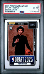Graded 2025 Panini Instant Dylan Harper #2 Draft Night Rookie RC Basketball Card PSA 6 Excellent (ONLINE ORDER ONLY)