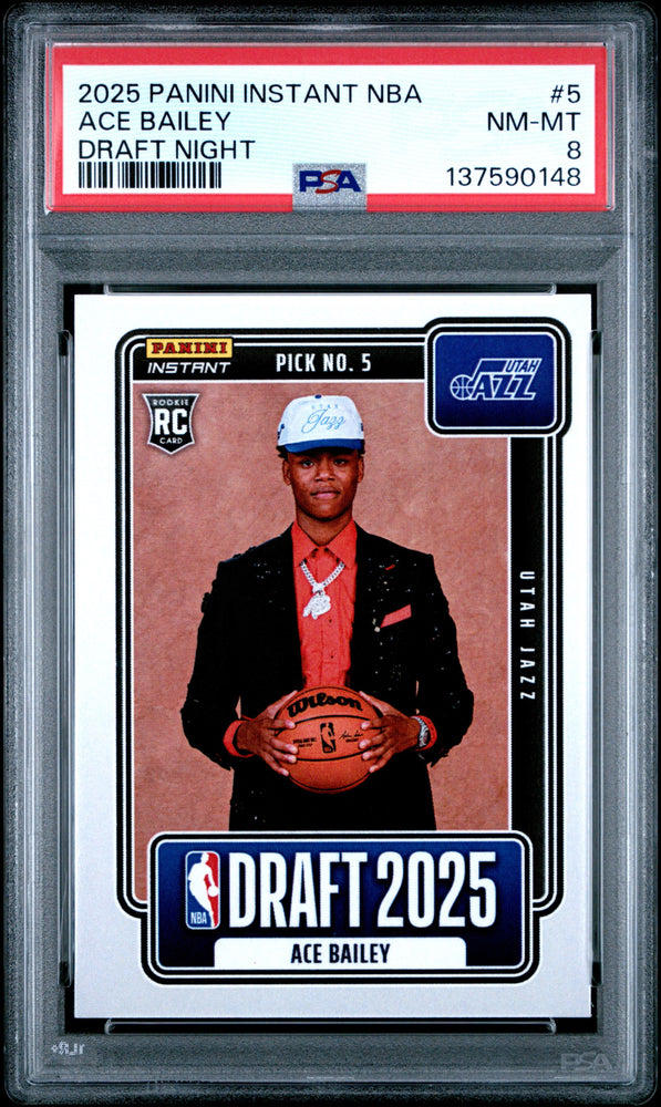 Graded 2025 Panini Instant Ace Bailey #5 Draft Night Rookie RC Basketball Card PSA 8 Near Mint (ONLINE ORDER ONLY)