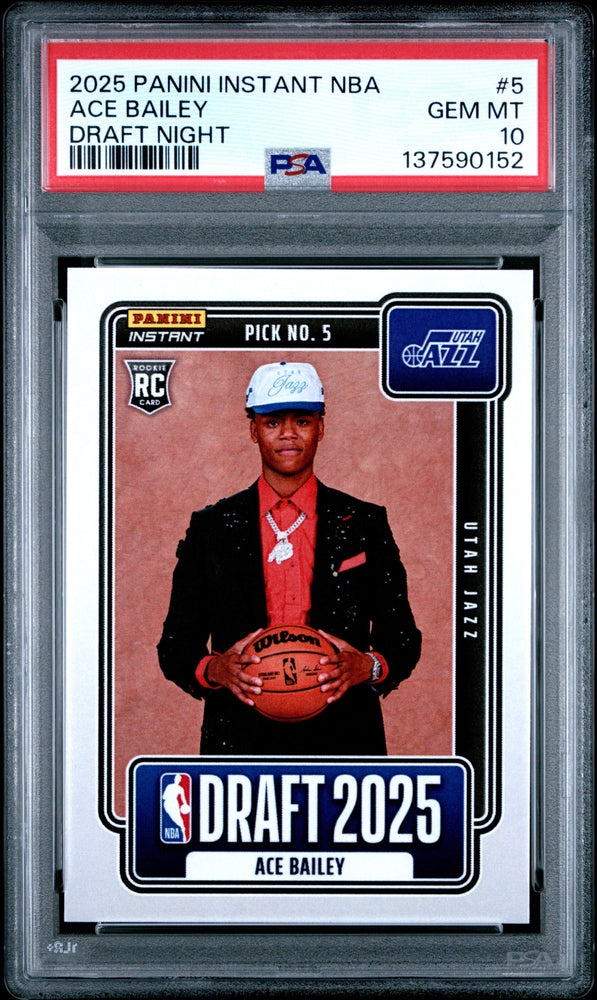 Graded 2025 Panini Instant Ace Bailey #5 Draft Night Rookie RC Basketball Card PSA 10 Gem Mint (ONLINE ORDER ONLY)