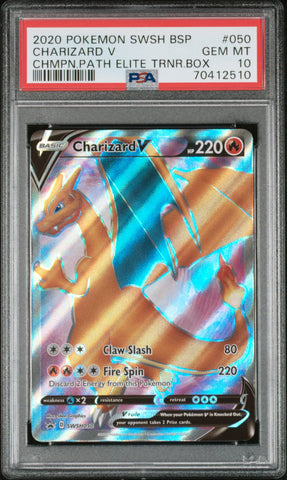 Graded 2020 PKM Swsh Black Star Promo #050 Charizard V Champion Path Elite Trainer Box Trading Card Game PSA 10 Gem Mint (ONLINE ORDER ONLY)