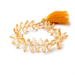 9x5-11x7mm Citrine Carved & Faceted Leaf Beads 7 inch 48 pieces AAA (ONLINE ORDER ONLY)