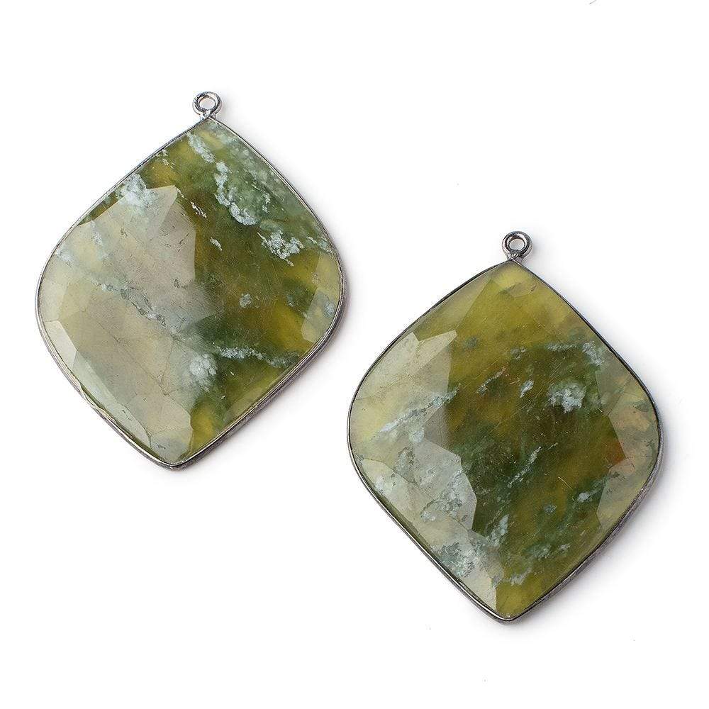 41.5x34.5mm Black Gold Bezeled Serpentine Freeform Set of 2 Pendants (ONLINE ORDER ONLY)